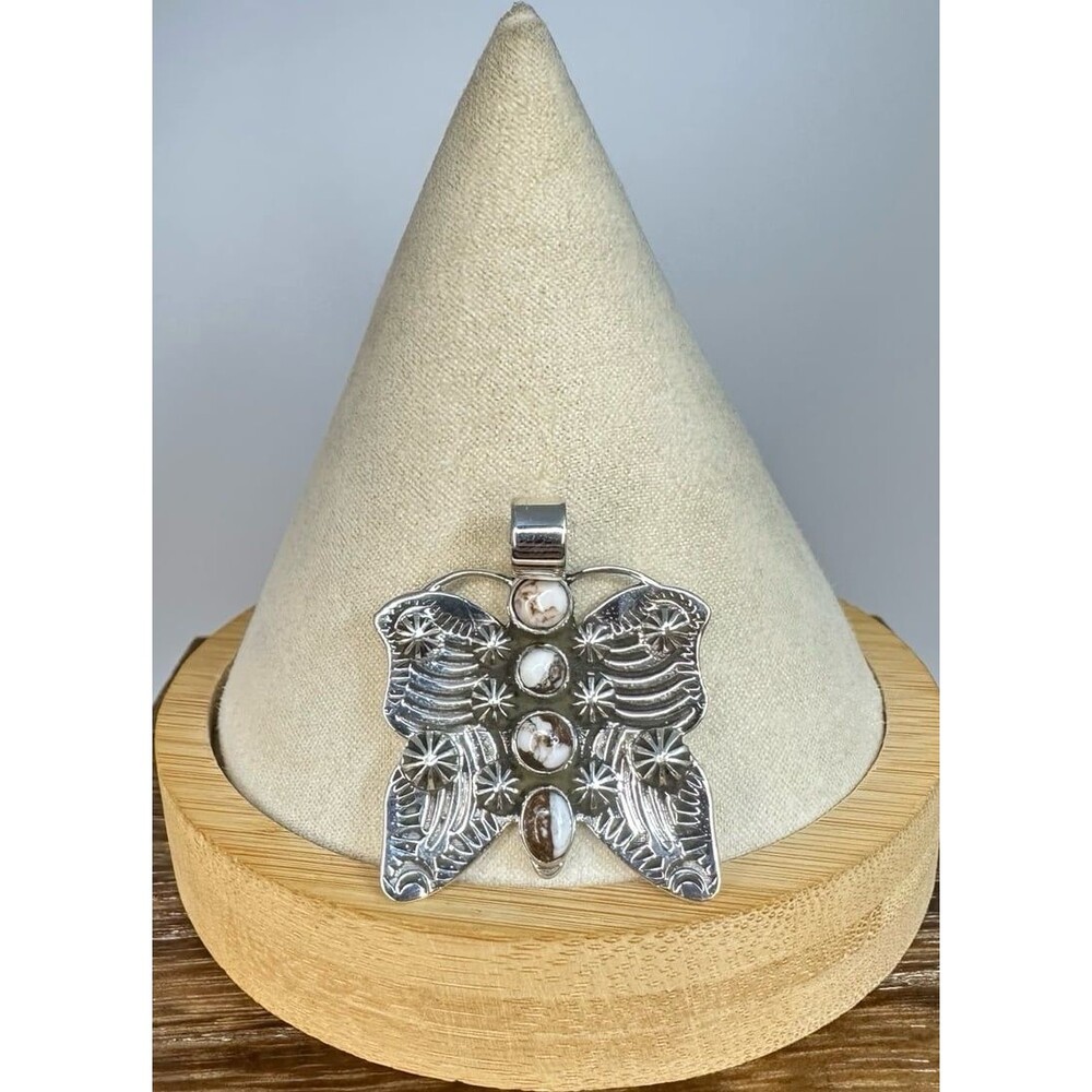 Native Southwest Style Sterling Silver Wild Horse Butterfly Pendant
